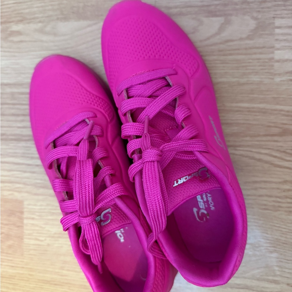 Skechers Hot Pink Lace-Up Sneakers - Picture 3 of 4